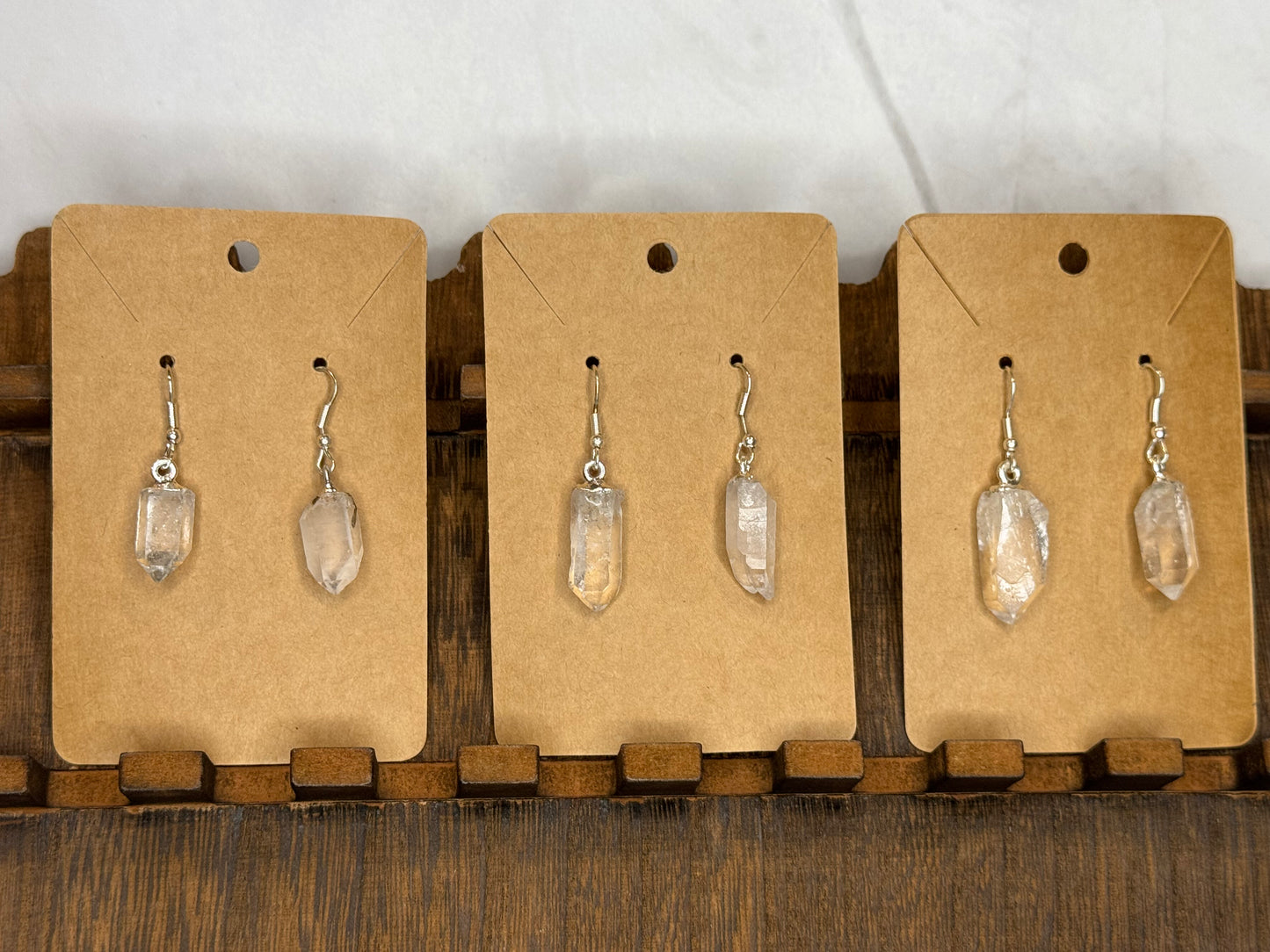 Clear Quartz Raw Point Earrings