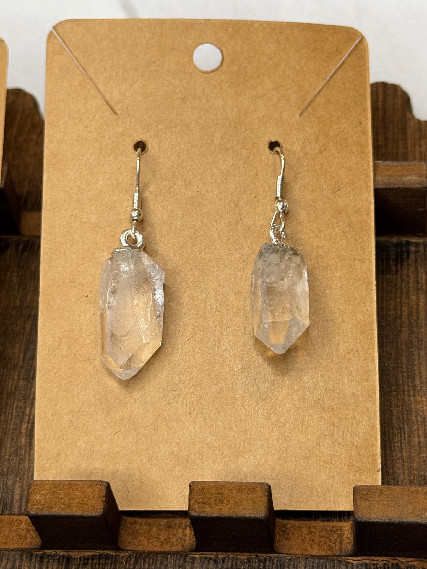 Clear Quartz Raw Point Earrings