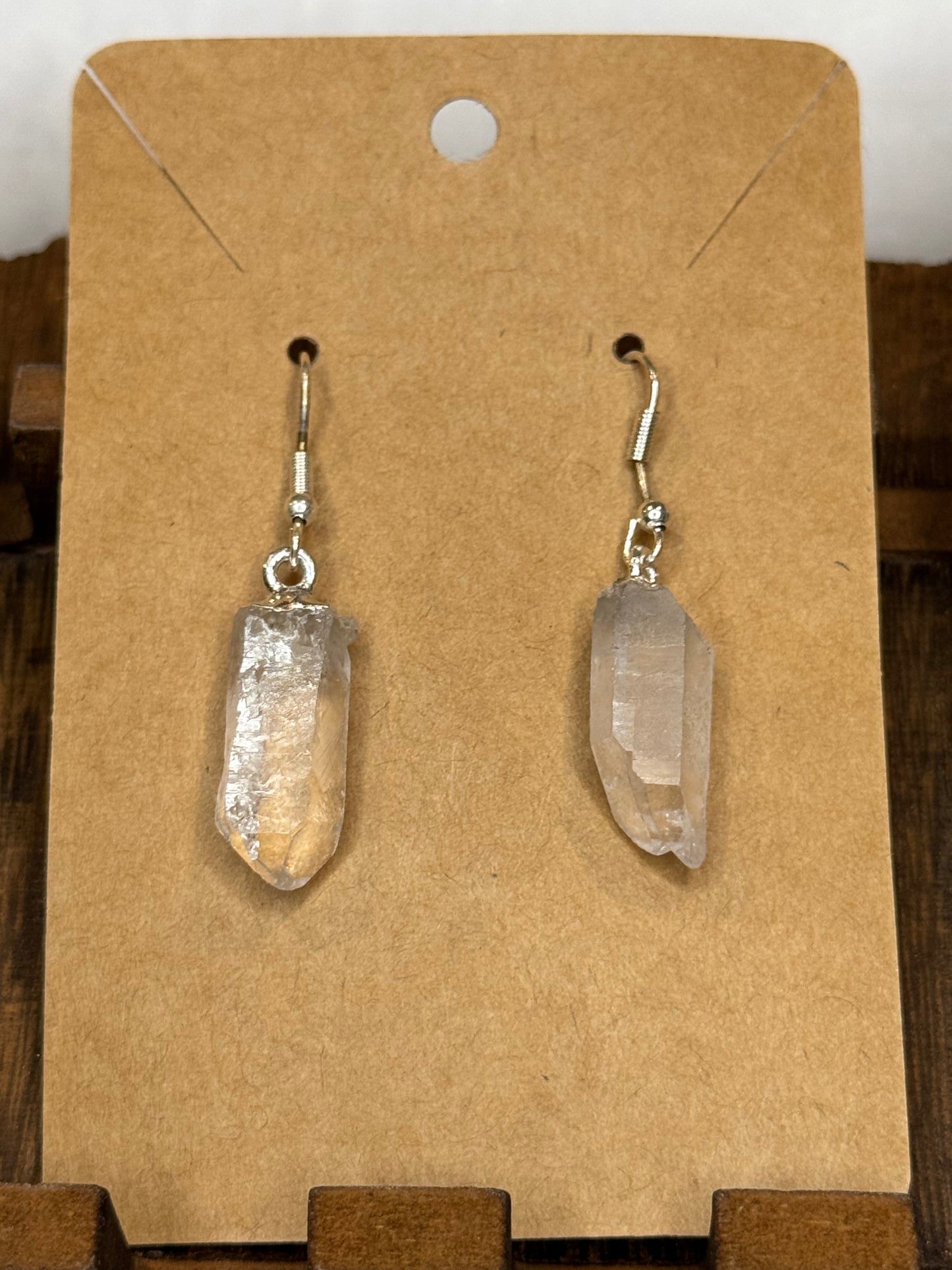 Clear Quartz Raw Point Earrings