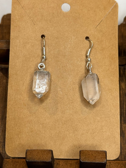 Clear Quartz Raw Point Earrings